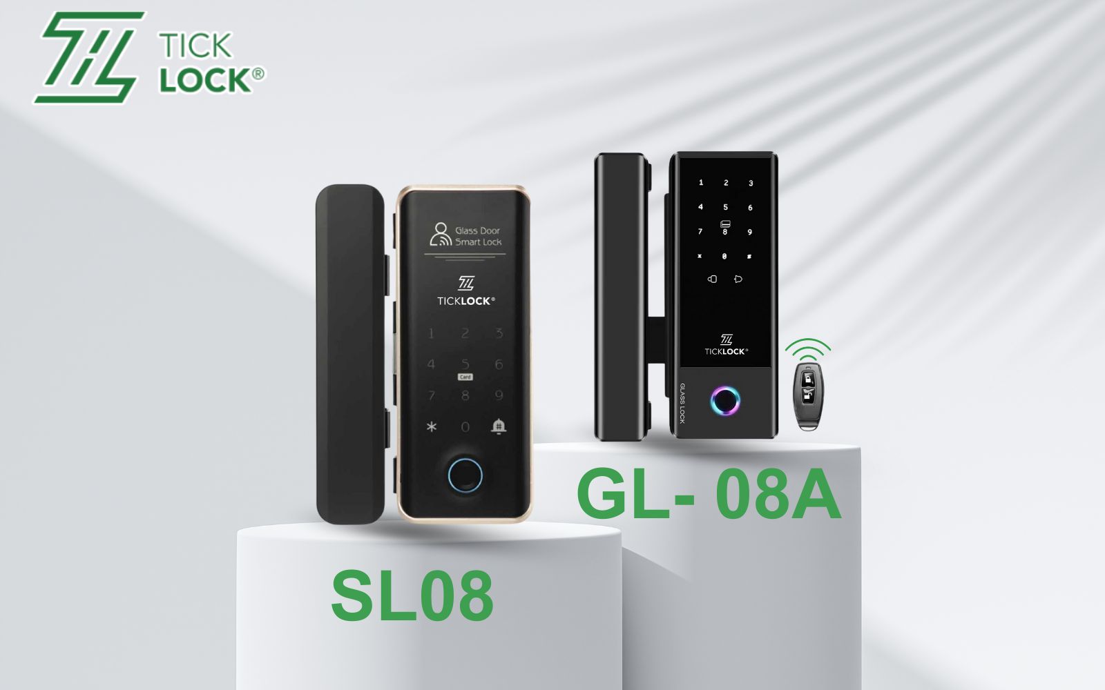 2 mẫu khóa điện tử cửa kính TICKLOCK chất lượng